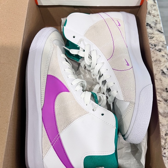 Nike Blazer Mid 77 dance White, Purple/pink and green High-Top Sneakers - Picture 1 of 8